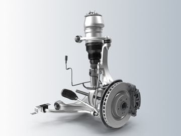 A complete automotive air suspension strut assembly, including the airbag, shock absorber, and mounting components.