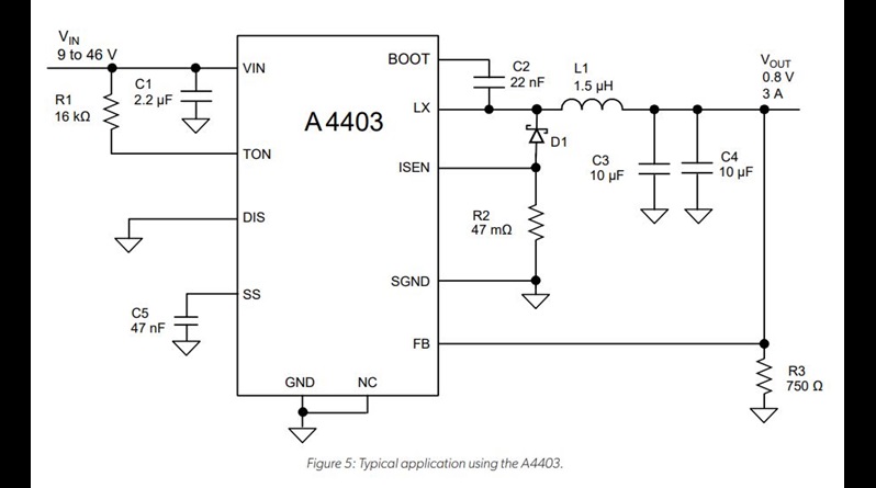 A4403 Buck Converter Typical Application Diagram