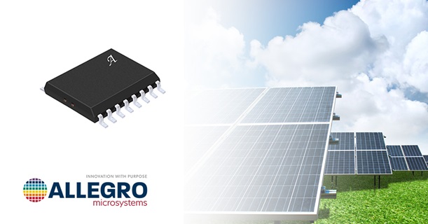 Allegro's ACS37002 400kHz Current Sensor ACS37002 in MA/LA/MC Package next to Solar Panels